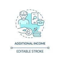 2D editable additional income thin line icon concept, isolated vector, blue illustration representing unretirement. vector