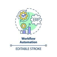 Editable workflow automation icon concept, isolated vector, enterprise resource planning thin line illustration. vector