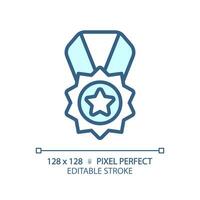 Medal pixel perfect RGB color icon. Reward for high quality service. Product rating performance. Best service. Isolated vector illustration. Simple filled line drawing. Editable stroke