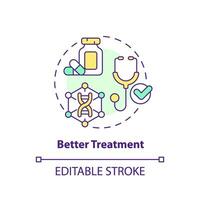 Better treatment concept icon. Delivering improved treatment for patients. Benefit of precision medicine abstract idea thin line illustration. Isolated outline drawing. Editable stroke vector