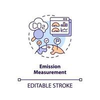 Editable emission measurement concept, isolated vector, thin line icon representing carbon border adjustment. vector