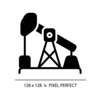 Oil pump black glyph icon. Petroleum industry. Technology equipment. Oil extraction. Manufacturing business. Silhouette symbol on white space. Solid pictogram. Vector isolated illustration