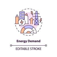 editable energía demanda concepto, aislado vector, Delgado línea icono representando carbón frontera ajustamiento. vector