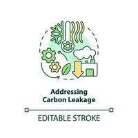 Editable addressing carbon leakage concept, isolated vector, thin line icon representing carbon border adjustment. vector