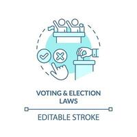 Voting and election laws blue concept icon. Civil rights. Law and legal issue abstract idea thin line illustration. Isolated outline drawing. Editable stroke vector