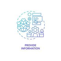 Provide information blue gradient concept icon. Travel experience. Internet search. Equal access. Safe environment. Quality content abstract idea thin line illustration. Isolated outline drawing vector