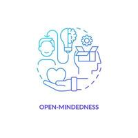 Open mindedness blue gradient concept icon. Different perspective. Drive change. Cultural awareness. Embracing diversity abstract idea thin line illustration. Isolated outline drawing vector