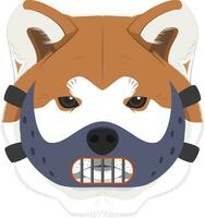Halloween greeting card. Akita Inu dog dressed with a force mask vector
