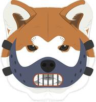 Halloween greeting card. Akita Inu dog dressed with a force mask vector