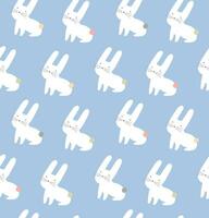 Cute rabbit seamless patterns, hand-drawn style vector