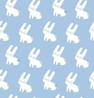 Cute rabbit seamless patterns, hand-drawn style vector