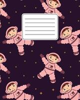 Cover design for notebooks, planners with the image of a cute astronaut. vector