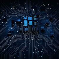Circuit board background with abstract technology chip processor. Central Computer Processors CPU concept. Motherboard digital chip. Technology science background. Generative AI photo
