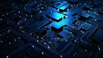 Circuit board background with abstract technology chip processor. Central Computer Processors CPU concept. Motherboard digital chip. Technology science background. Generative AI photo