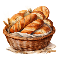 bread watercolor ai generative png