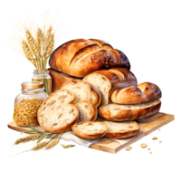 Brot Aquarell ai generativ png