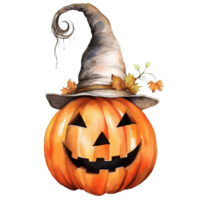 halloween pumpkin watercolor ai generative png
