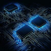 Circuit board background with abstract technology chip processor. Central Computer Processors CPU concept. Motherboard digital chip. Technology science background. Generative AI photo