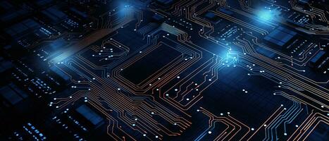 Circuit board background with abstract technology chip processor. Central Computer Processors CPU concept. Motherboard digital chip. Technology science background. Generative AI photo