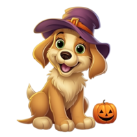 dog halloween witch hat ai generative png