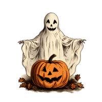 ghost pumpkin vintage ai generative png