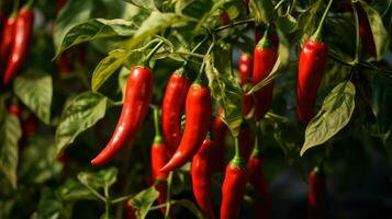 rojo chile pimienta agricultura cosecha. generativo ai foto