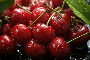 Fresh sweet cherries close up. photo