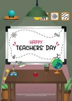 Poster Template Happy Teachers' Day With Classroom Themes Illustration V4 vector