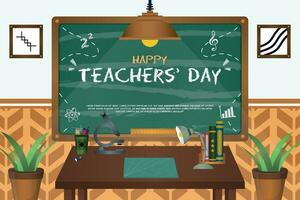 Vector Happy Teachers' Day With Classroom Themes Illustration V3