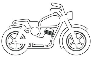 Vector line art motorcycle for concept design. Sport bike black contour outline sketch illustration isolated on white background. Stroke without fill.