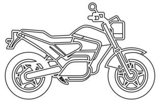 Vector line art motorcycle for concept design. Sport bike black contour outline sketch illustration isolated on white background. Stroke without fill.