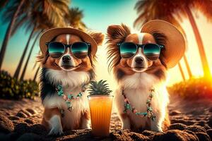 Two dogs on beach photo