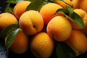 Fresh sweet apricots close up. photo