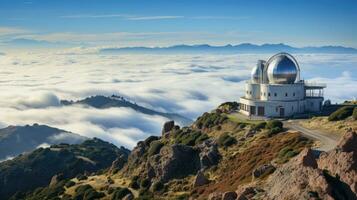 Huge astronomical observatory against the blue sky. photo