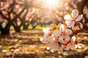 Pink blossoms on the branch photo