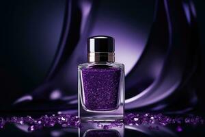 Purple nail polish bottle. photo