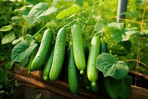 Organic cucumbers cultivation. photo