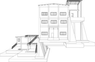 3d ilustración de industrial edificio vector