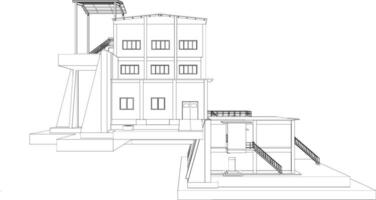 3d ilustración de industrial edificio vector