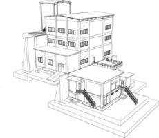 3d ilustración de industrial edificio vector