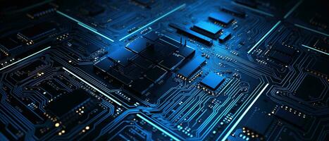 Circuit board background with abstract technology chip processor. Central Computer Processors CPU concept. Motherboard digital chip. Technology science background. Generative AI photo