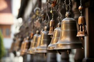 Old retro copper bells photo