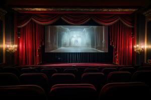 Empty movie theater and screen photo