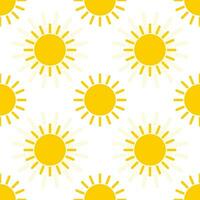 Yellow sun on a white background create a seamless pattern for fashion textiles. Vector. vector