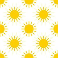 Yellow sun on a white background create a seamless pattern for fashion textiles. Vector. vector