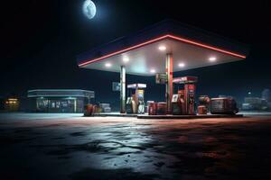 vacío gasolina estación a noche foto