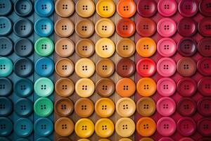 Collection of different multi colored buttons. photo