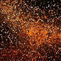 Abstract Halloween or Thanksgiving party invitation with glitter and sparkles on orange and black background. Generative AI photo