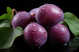 Fresh sweet plums close up. photo