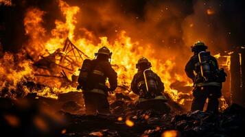 firefighters putting out the fire  generative ai photo